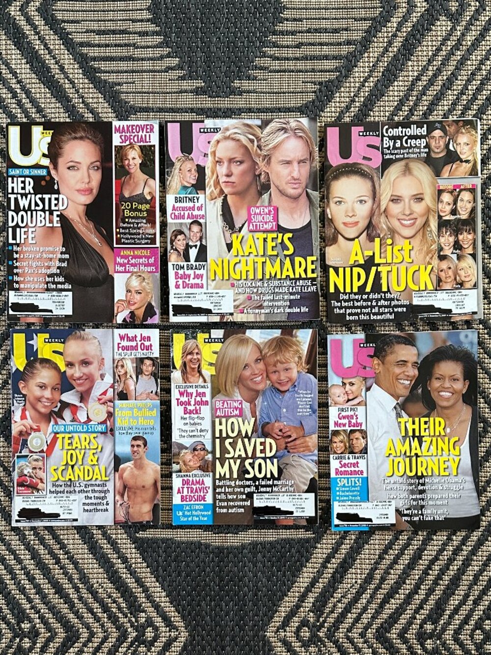 Vtg Y2K Lot of 6 US Weekly Magazines 2007 & 2008 Celebrity Gossip Fashion Party